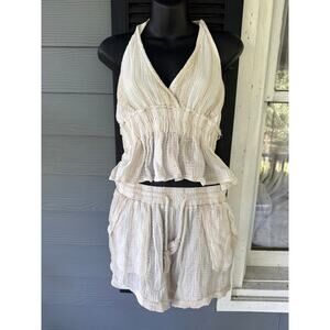 Cotton Two Piece Halter Beach Set